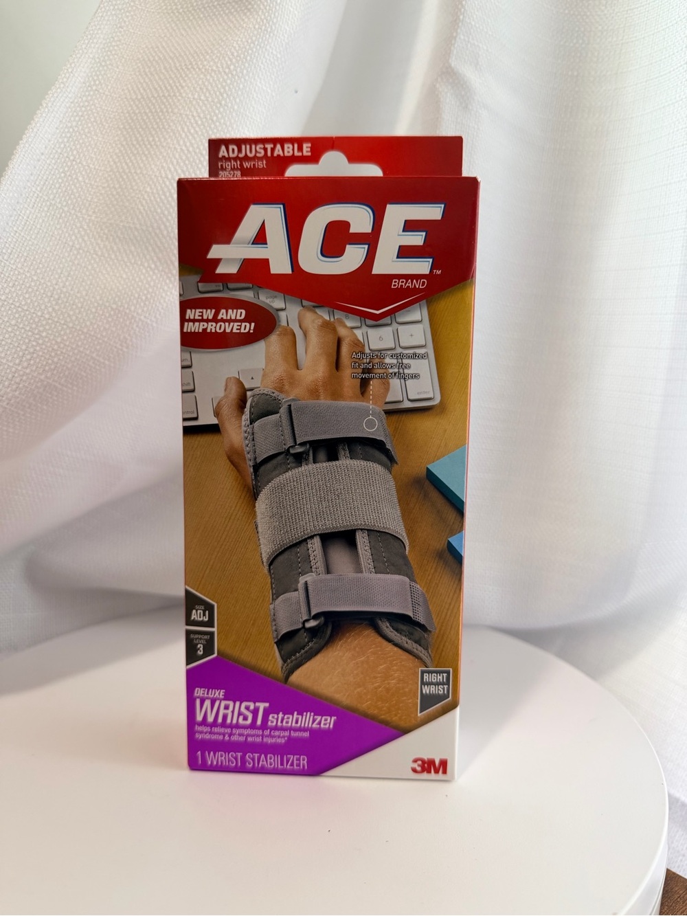 NEW- 3M Gray Deluxe Wrist Stabilizer - Right Wrist Adjustable
